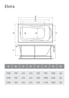Акриловая ванна Relisan Elvira  170x75 Гл000000980 без гидромассажа